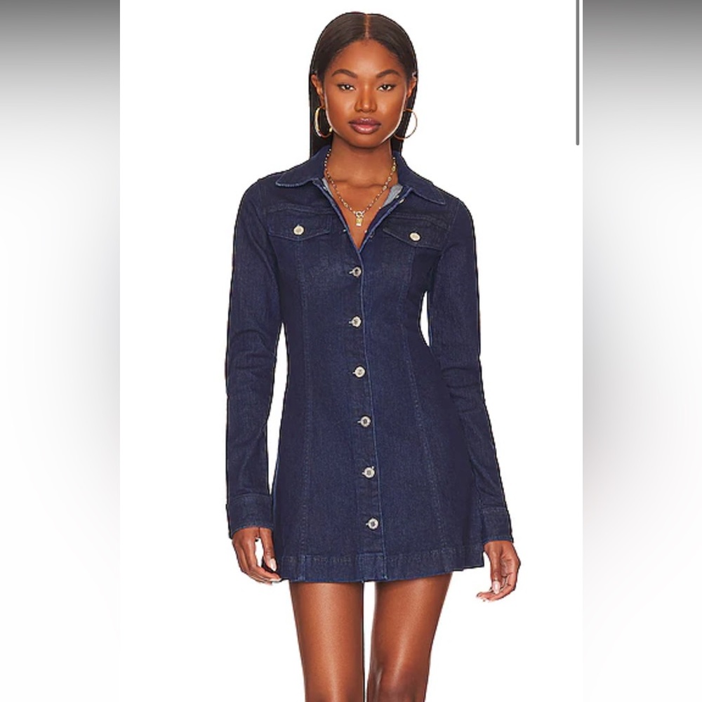 We Wore What Jean dress worn once super cute waist sculpting